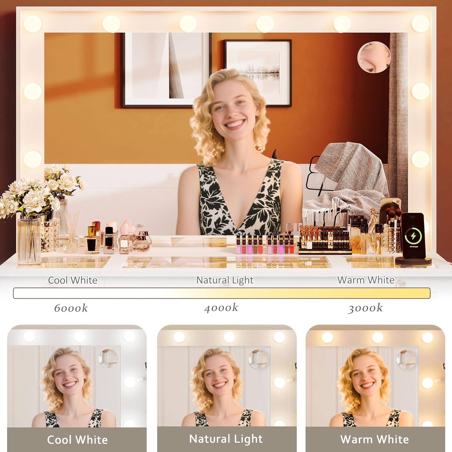 4 Cool White Natural Light Warm White  
6000k 4000k 3000k