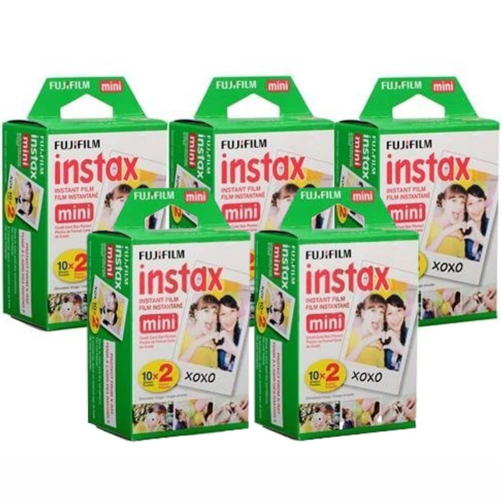 Fujifilm - Instax Mini Instant Film 2x10 5 Packs (100 Shots) TWIN PACK - Black