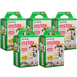 Fujifilm - Instax Mini Instant Film 2x10 5 Packs (100 Shots) TWIN PACK - Black