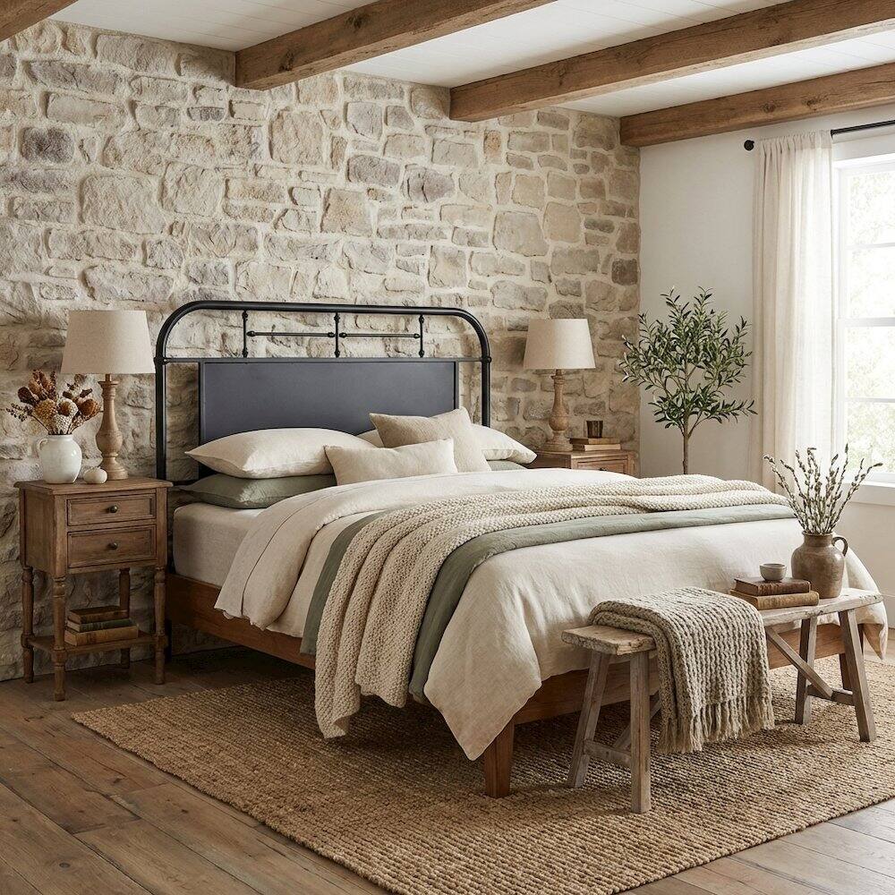 Alt View 3. Starlight Canyon Home - Distressed Metal Full Metal Headboard with Vintage Design and Metal Frame - Black.