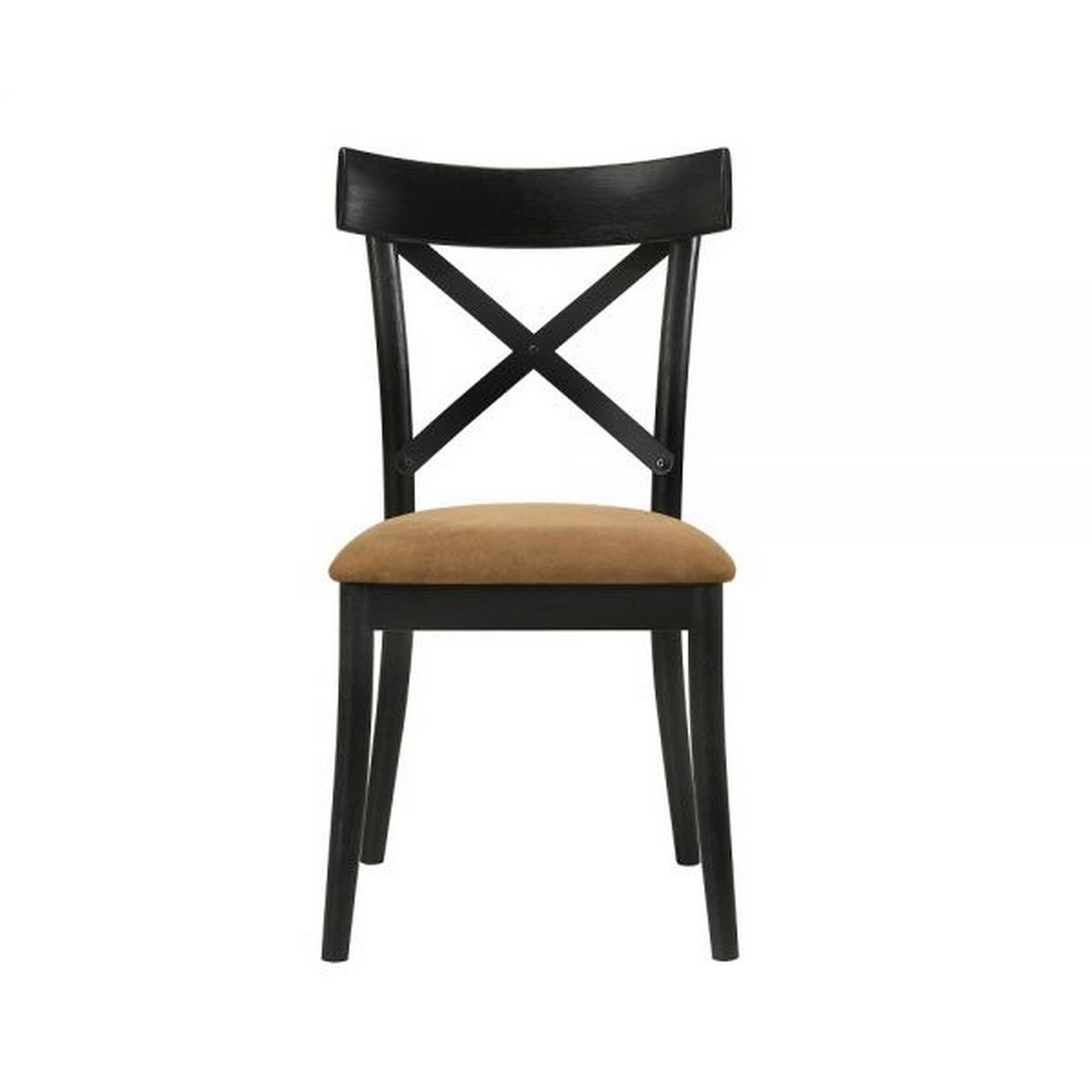 Alt View 1. Manhattan Lane - Hilly 21 Inch Dining Chair, Set of 2, Crossbuck Backrest - Brown, Black.