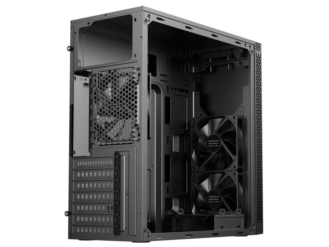 Alt View 5. DIYPC - DIYPC DIY-S05-BK USB3.0 ATX Mid Tower Case, 3x120mm Black Fans - Black.