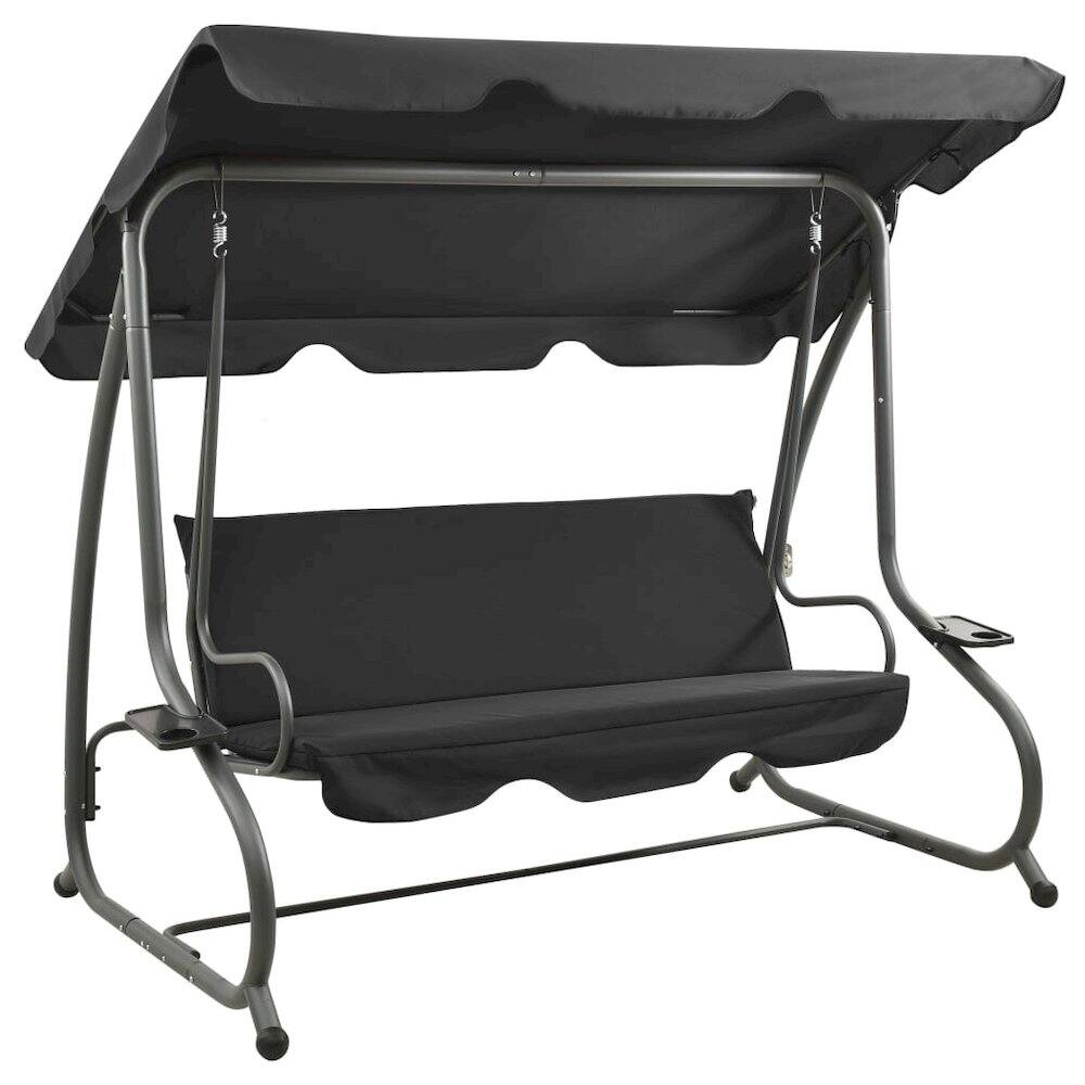 Left. vidaXL - Swing Bench PVC-coated fabric, powder-coated steel - Anthracite.