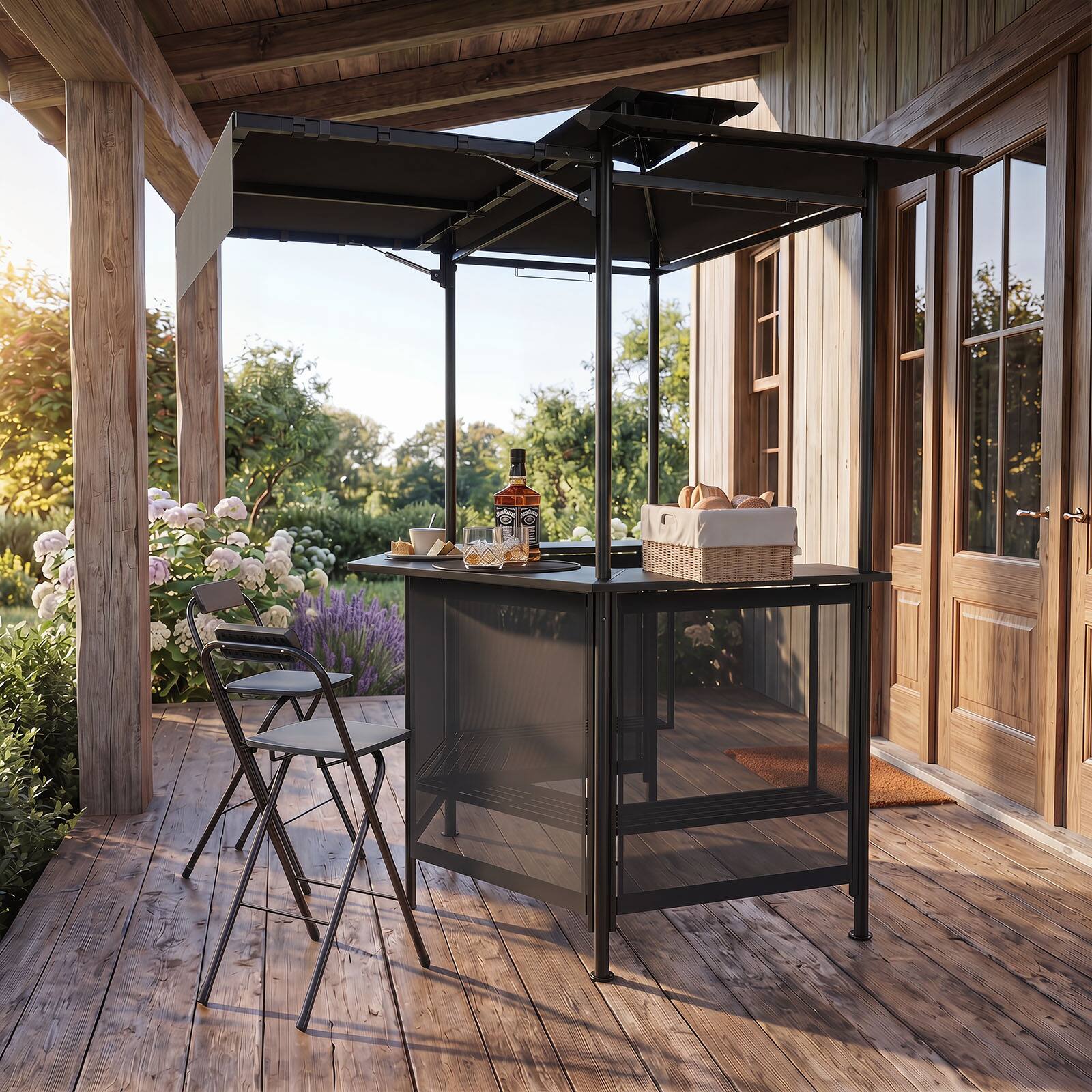 Alt View 3. Gymax - Gymax 2PCS Folding Bar Stools w/Ergonomic Seat & Comfortable Footrest Anti-Slip Feet Gray & Black - Gray.