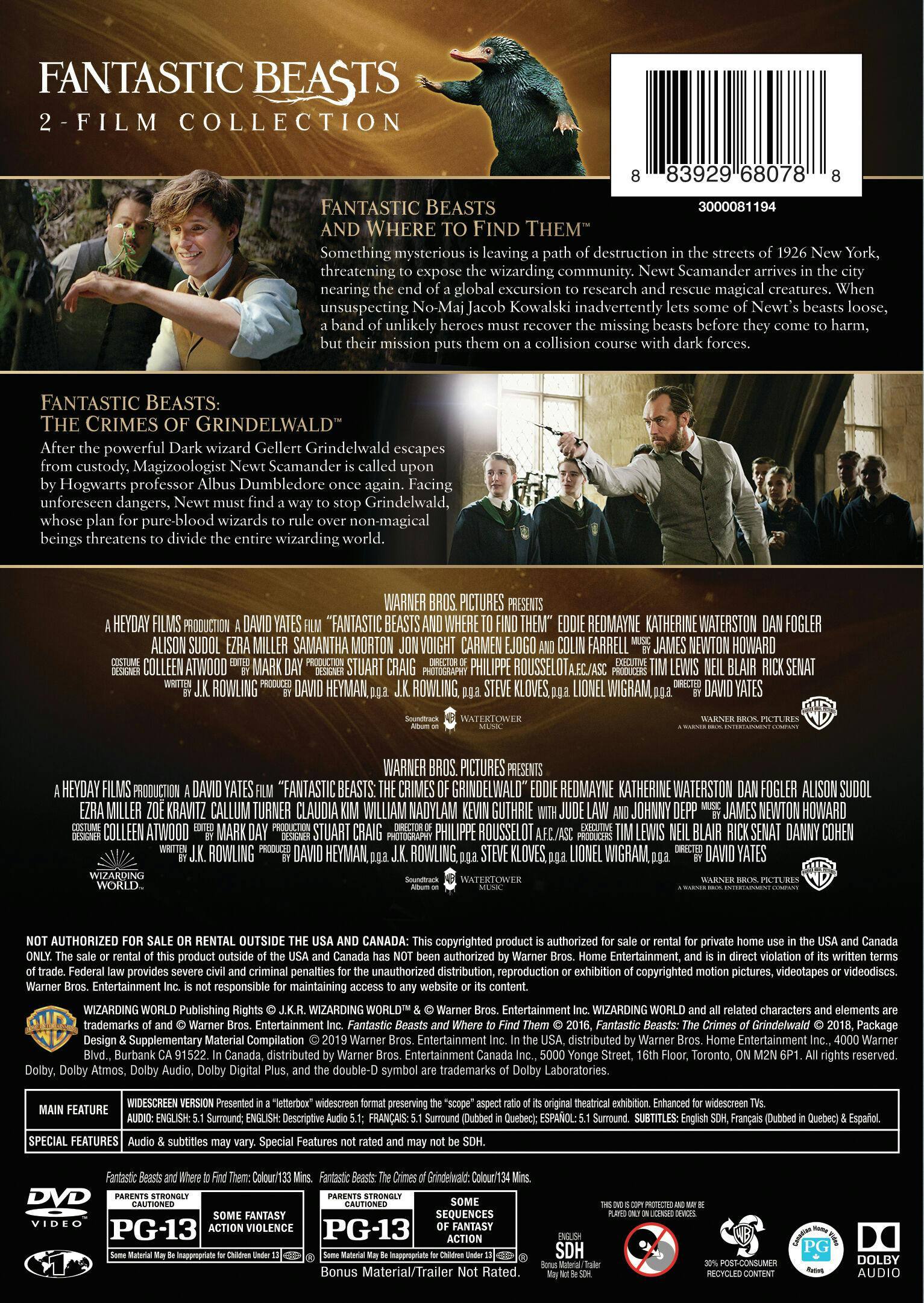Back. Fantastic Beasts: 2-film Collection (DVD Double Feature) [DVD].