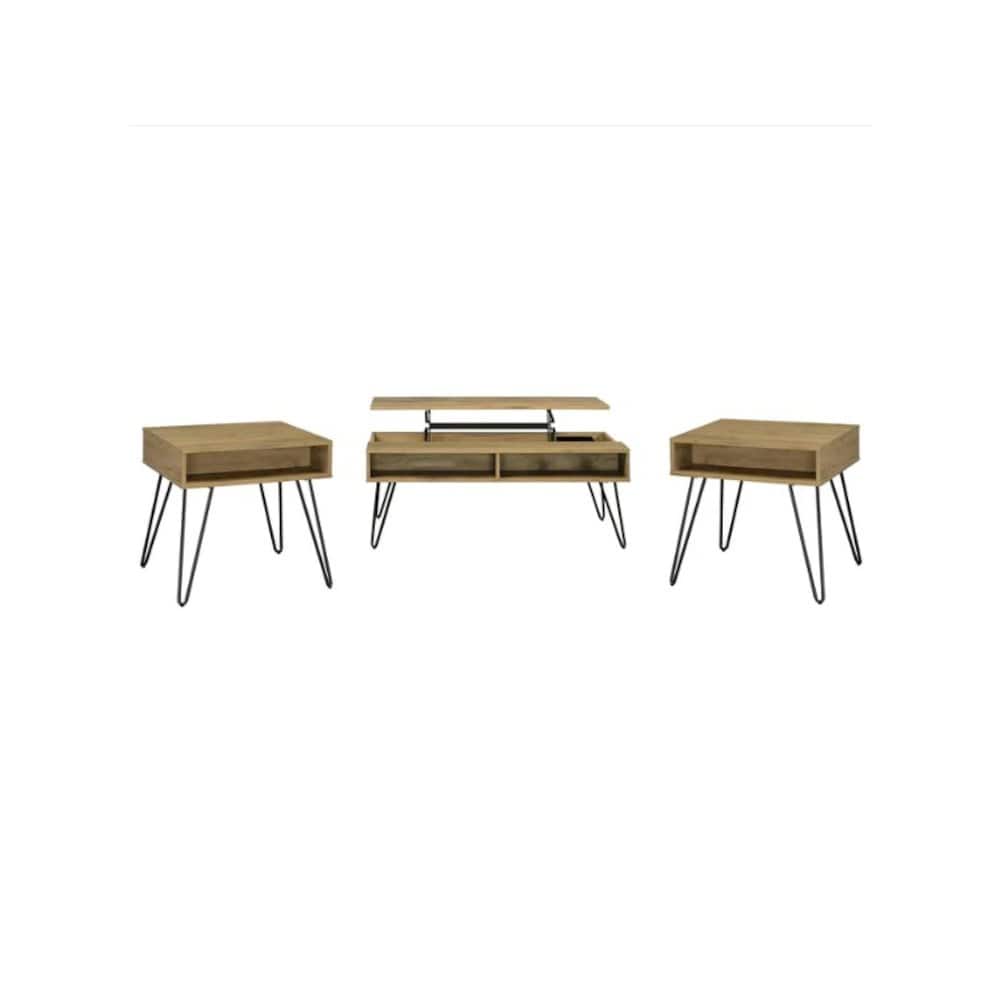 Coaster Co. of America - Fanning 3-piece Lift Top Coffee and End Table Set Golden Oak - Brown