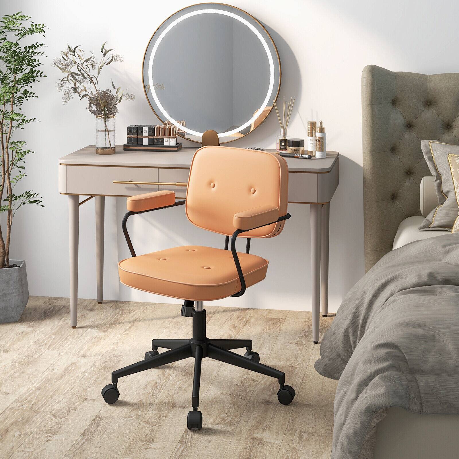 Alt View 1. Ecooso - PU Leather Office Chair with Rocking Backrest and Ergonomic Armrest - Orange.
