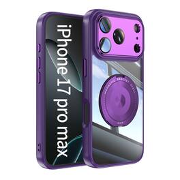 Dteck - Magnetic Case for Apple iPhone 17 Pro Max with Built-in Lens Protector, 360° Rotating Ring Stand Clear Shockproof Cover - Darkpurple