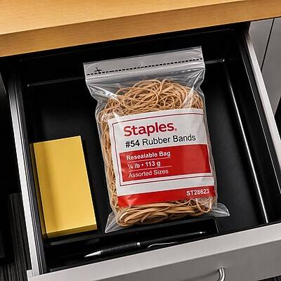 Staples. Rubber Bands #54 Resealable Bag 1/4 lb 113 g Assorted Sizes ST28623
