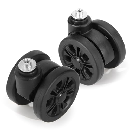 Front. DORLUKFU - 2 Pack Luggage Replacement Wheels, Universal Suitcase Swivel Caster, Rubber Suitcase Repair Kit Wheel Replacement, 55 mm - Black-LN-2.