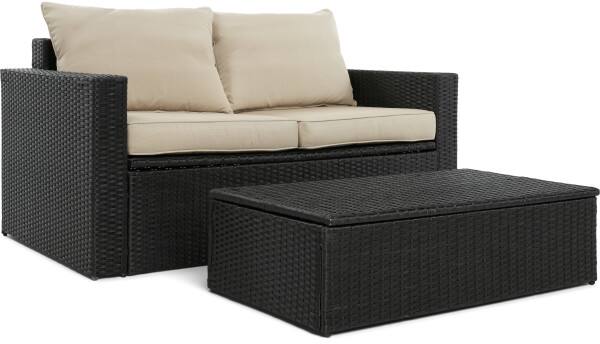 Alt View 2. Serta - Serta Laguna Outdoor Storage Sofa & Coffee Table, Black Wicker - Beige.