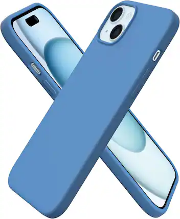 Front. Ornarto - ORNARTO Compatible with iPhone 15 Plus Case 6.7", Slim Liquid Silicone Full Covered Protective Cover-Blue - Blue.