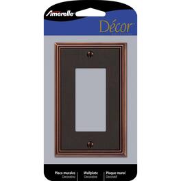 AMERELLE - Metro Aged 1 gang Die-Cast Metal Decorator Wall Plate 1 pk - Bronze