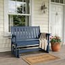 Fortune Candy - Poly Lumber Patio Glider Bench, HIPS Material Weather-Resistant Glider for Outdoor Porch Garden - Navy Blue