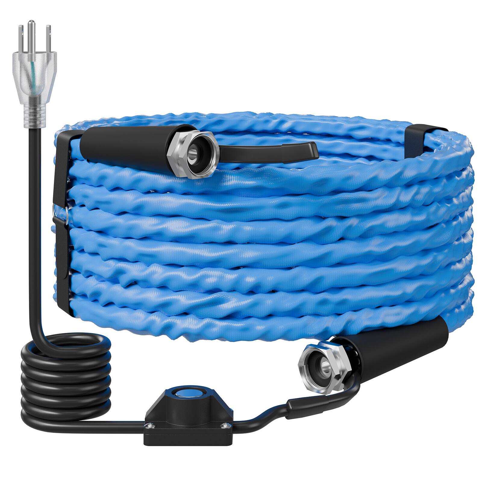 Alt View 5. VEVOR - 50FT Heated Water Hose for RV Antifreeze to -45°F Drinking Water Hose, 5/8" ID, Corrugated Surface, Built-in Thermostat - Blue;Black.