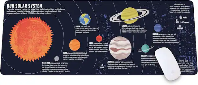 **OUR SOLAR SYSTEM**
Our solar system, part of the Milky Way, includes the Sun, eight planets, and various celestial objects. With many stars hosting planets, the galaxy may have at least 120 billion planetary systems.
**EARTH: THE GROUND ASTEROID**
Earth, covered 71% by water, is the only planet supporting life due to its ideal climate and liquid water.
**MARS: ROMAN GOD OF WAR**
Mars, possibly home to water, has an iron-rich surface that rusts, giving it a reddish color and thin atmosphere.
**VENUS: ROMAN GODDESS OF LOVE**
Venus, the hottest planet, has a thick carbon dioxide atmosphere and reflective clouds, making it bright but uninhabitable.
**MERCURY: ROMAN GOD OF SPEED**
The closest planet to the Sun, Mercury is just 88 days old, lacking an atmosphere, with a surface temperature ranging from -290°F to 800°F.
**JUPITER: KING OF THE ROMAN GODS**
The largest planet, covered in thick gas and clouds, Jupiter has 10,000-mile-wide Red Spot and 88 moons.
**SATURN: FATHER