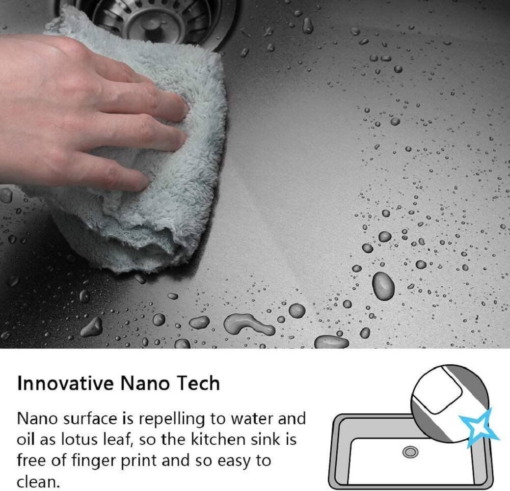 Innovative Nano Tech

Nano surface is repelling to water and oil as lotus leaf, so the kitchen sink is free of finger print and so easy to clean.