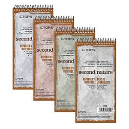 TOPS - Second Nature Reporter's Notebook, 4" x 8", Gregg Ruled Colors, 70 Sheets/Pad - Assorted