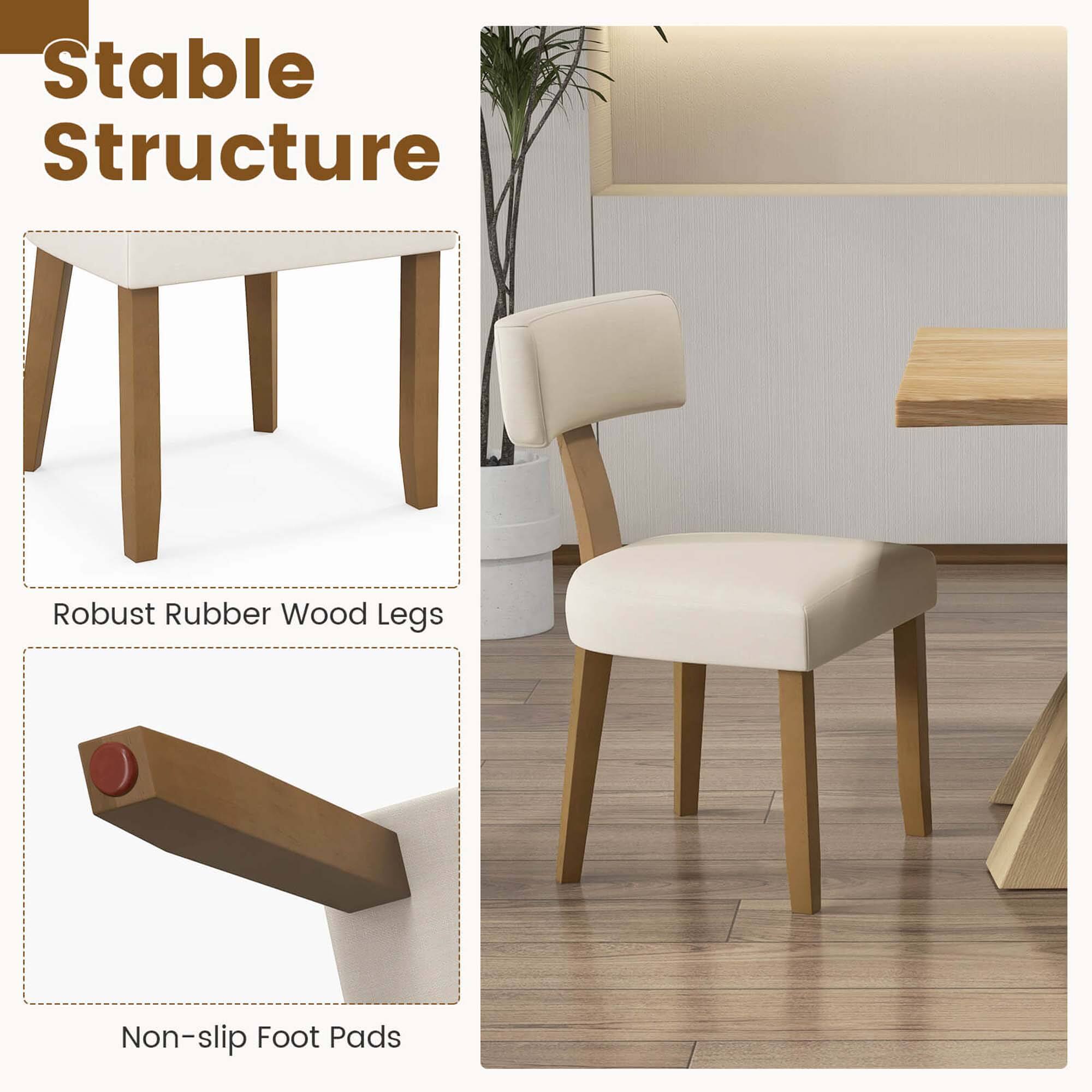 Stable Structure
Robust Rubber Wood Legs
Non-slip Foot Pads