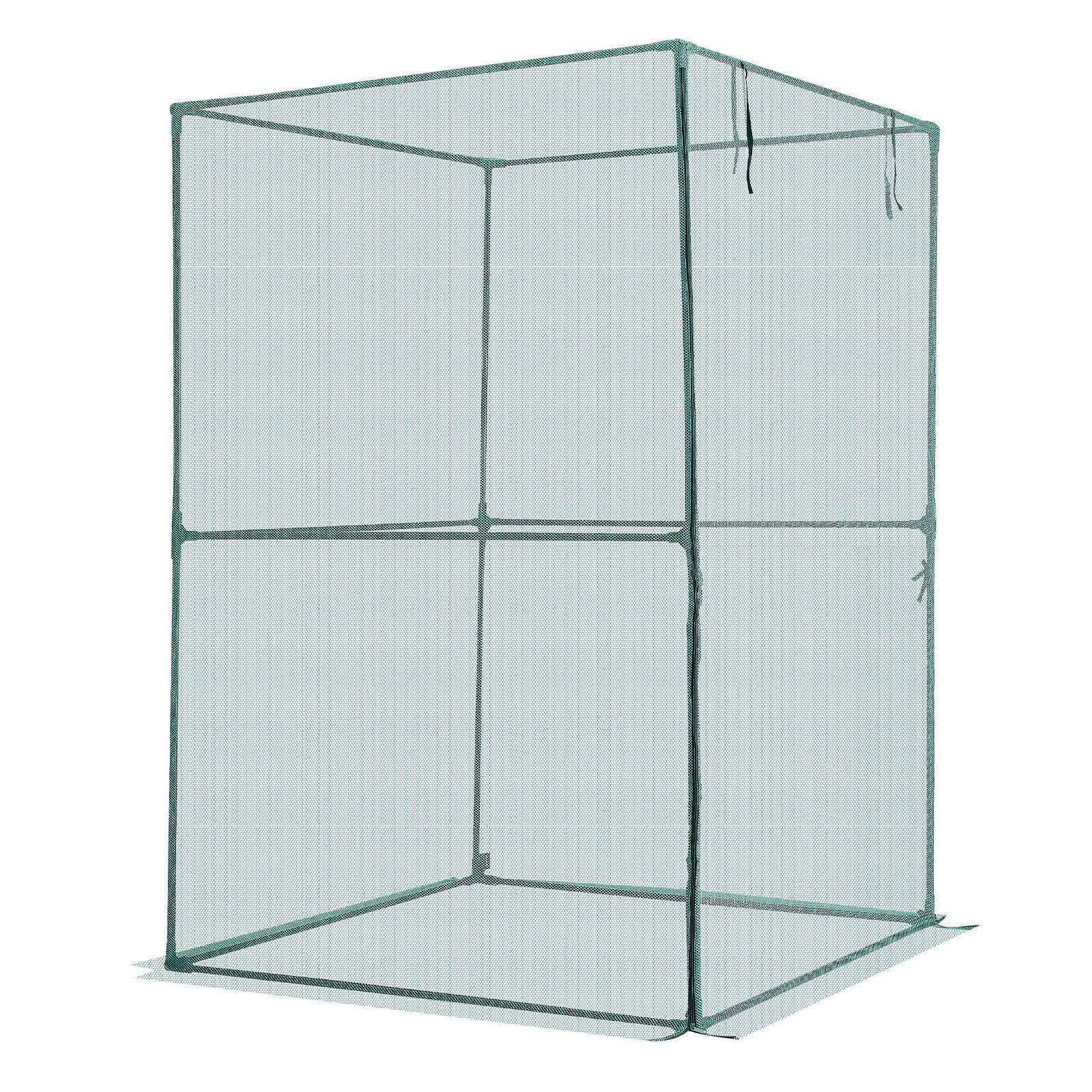 Alt View 5. VEVOR - Crop Cage, 3.9 x 3.9 x 5.9 ft Plant Protection Tent with Zippered Door, Wind-Resistant Tall Crop Cage, Easy to Install - Green + Black.