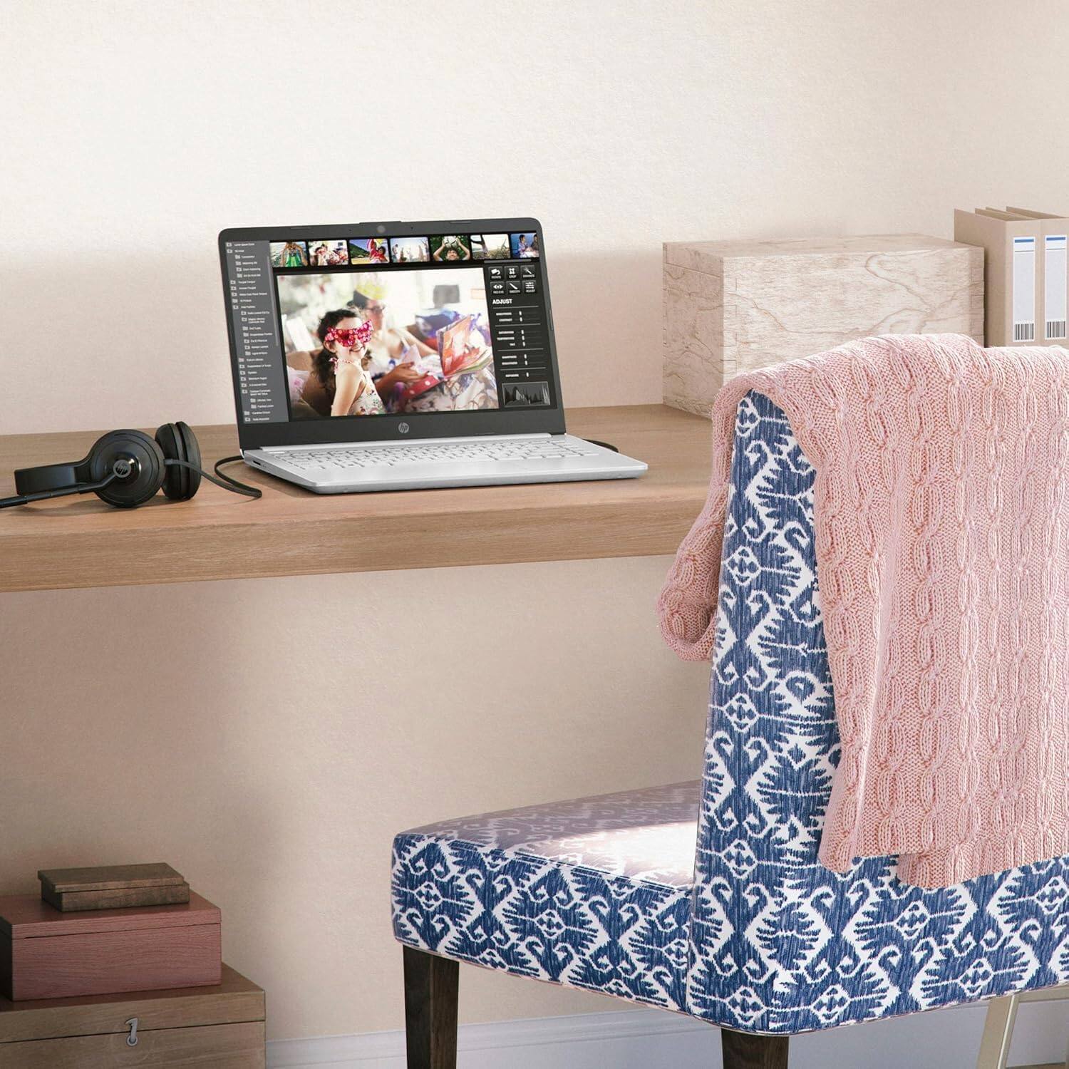 Alt View 8. HP - 14 14" HD Laptop - Intel Celeron with 16GB Memory - 192GB Storage - IST SDCard - Win 11 Home in S Mode - White.