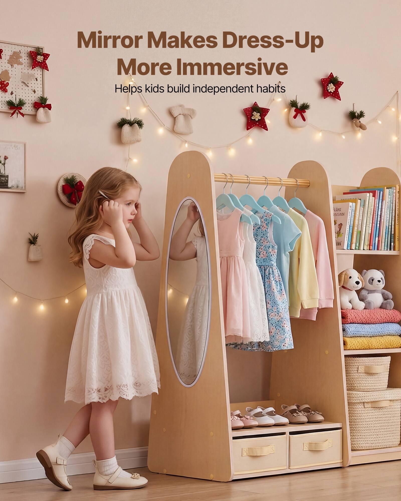 Mirror Makes Dress-Up More Immersive  
Helps kids build independent habits