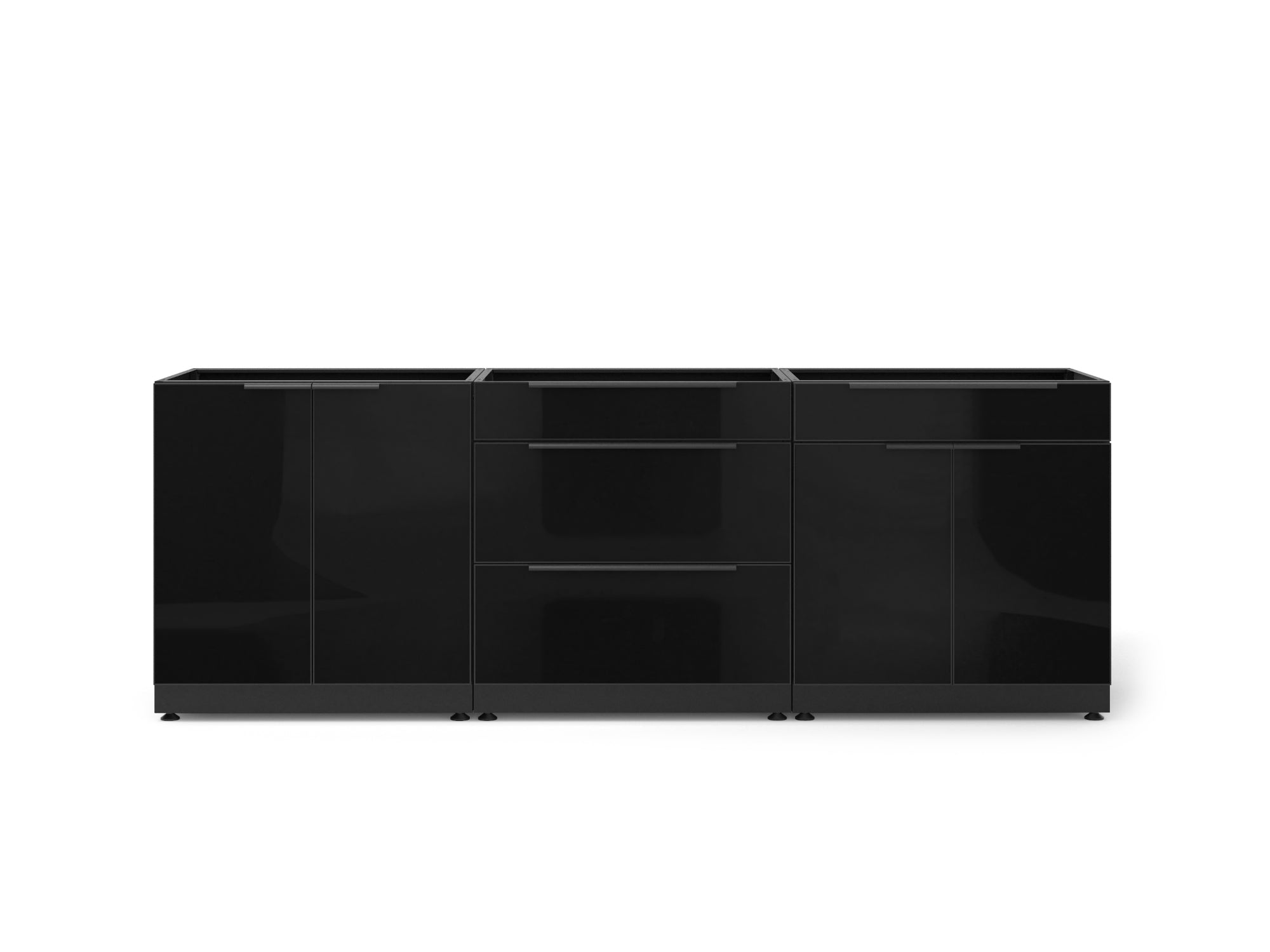 Front. NewAge Products - Outdoor Kitchen Aluminum 3 Piece Cabinet Set with 2-Door, 3-Drawer and Bar Cabinet - Black.