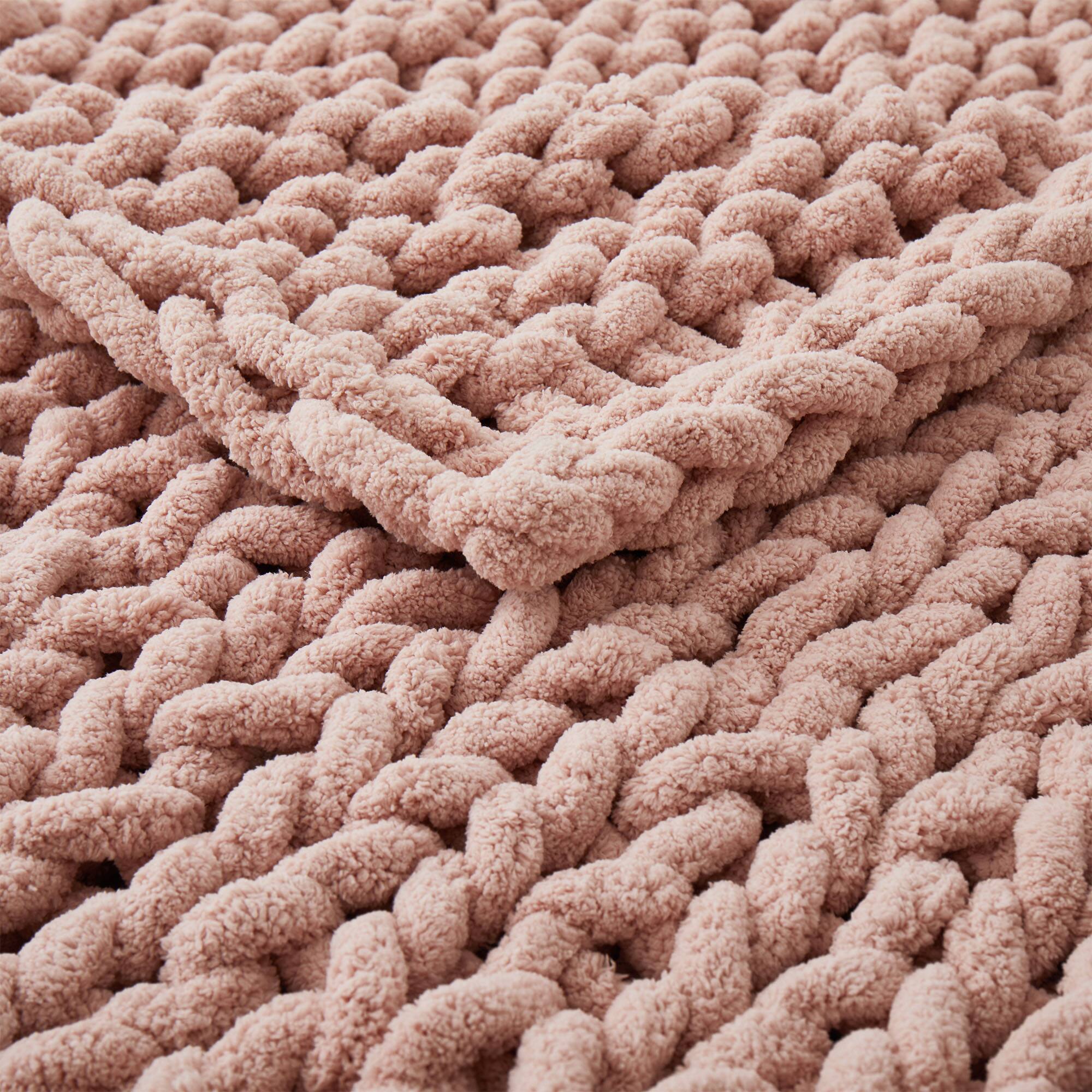 Angle. Peace Nest - Peace Nest Handmade Chunky Knit Chenille Yarn Throw Blanket 50"x60", Pink - Pink.
