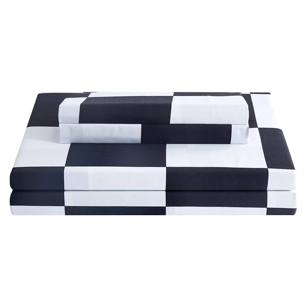 Alt View 2. Skar Audio - Bed Sheet Set 3 Pieces -twin Size-soft Durable Microfiber Bedding Deep Pocket Stain Fade & Wrinkle Resistan... - Plaid Black&white Full.