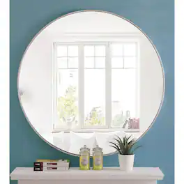 Elegant Decor - Metal frame Round Mirror 42 inch finish - Silver