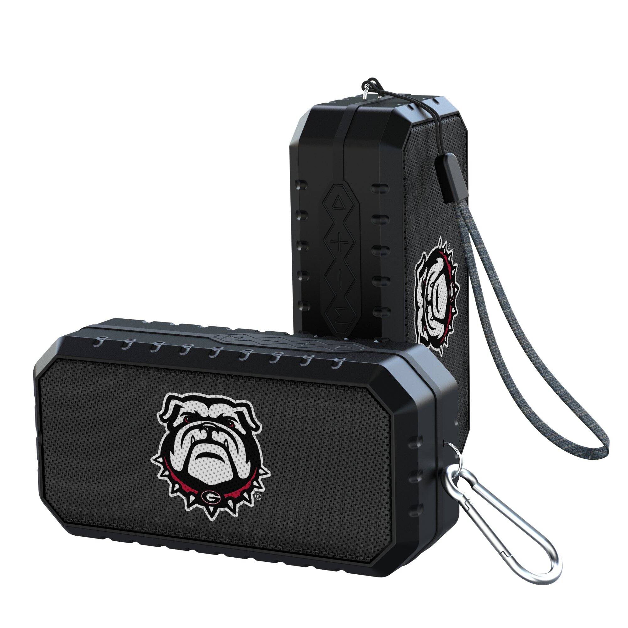 Front. Keyscaper - Georgia Bulldogs Water Resistant Linen Print Bluetooth Speaker - Black.