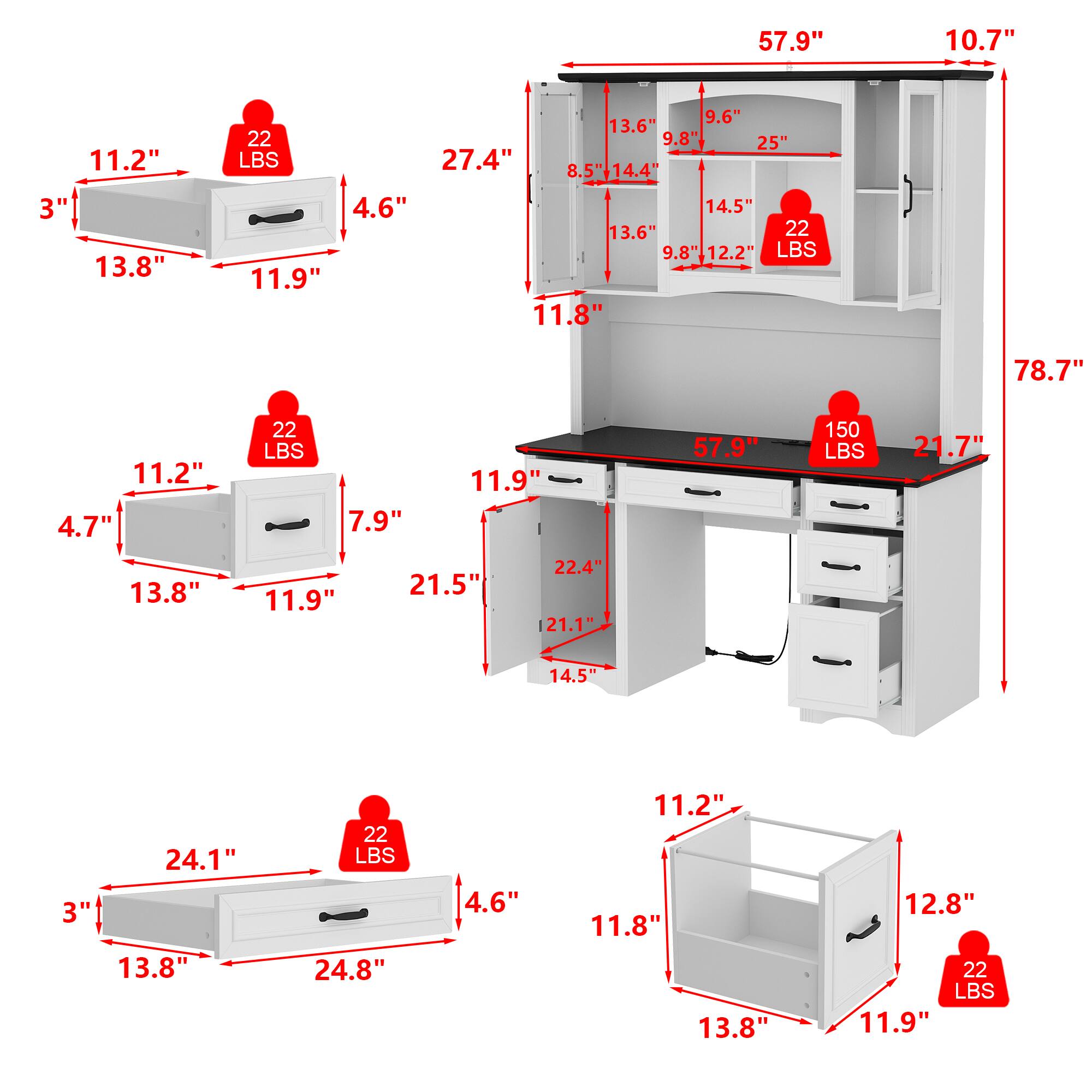 Group 1: 57.9", 10.7", 11.2", 3", 13.8", 9.6", 13.6", 22, 9.8", 25", 27.4", 8.5", 14.4", 4.6", 14.5", 13.6", 22, 9.8", 12.2", 11.9", 11.8", 78.7"

Group 2: 11.2", 4.7", 22 LBS, 7.9", 11.9", 57.9", 150 LBS, 21.7", 13.8", 11.9", 21.5", 22.4", 21.1", 14.5", 3", 24.1", 13.8", 22 LBS, 24.8", 4.6", 11.2", 11.8", 13.8", 12.8", 22 LBS, 11.9"