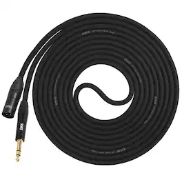 Lyxpro - 10 ft Male XLR to 1/4" TRS, Star Quad Microphone Cable with High End Sound Clarity - Black