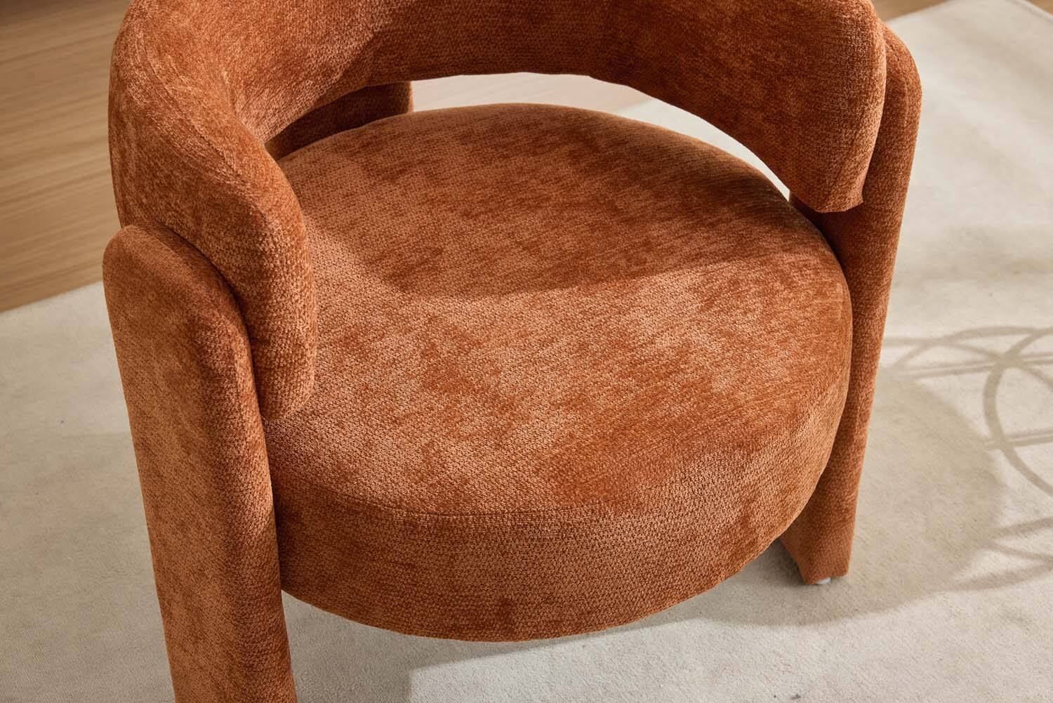 Alt View 1. Forest'nSky - Modern Office Chair in Green Boucle Fabric - Contemporary Upholstered Armchair for Desk & Lounge,Orange - Orange.