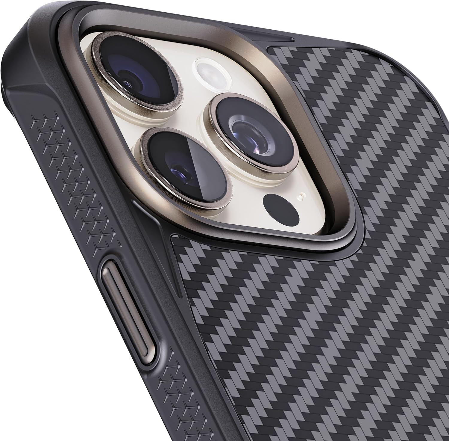 Left. Rebel - Rebel - Rebel Series GEN5 Case For Apple iPhone 15 Pro Max - Black/Aramid Fiber - Black.