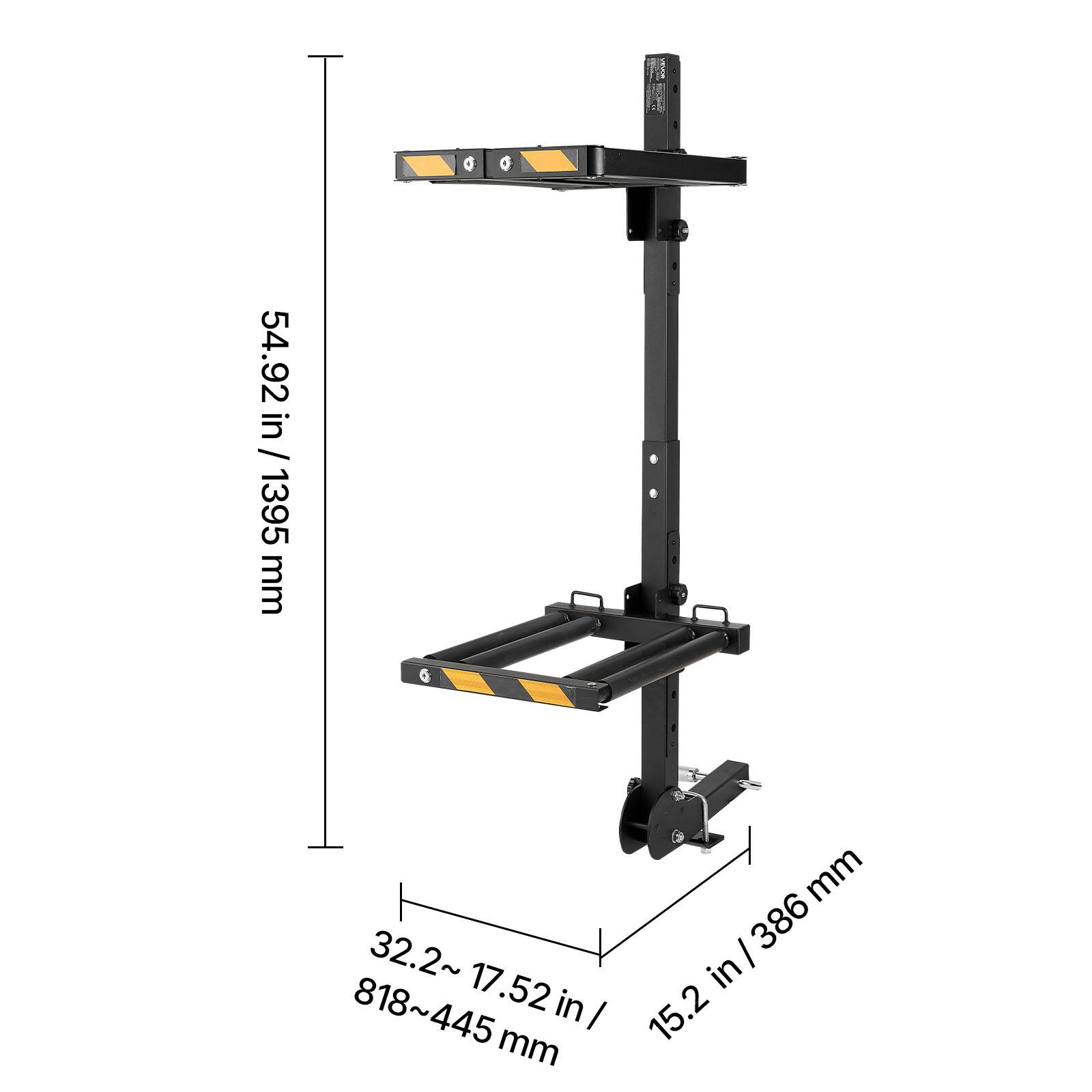 54.92 in / 1395 mm  
32.2~17.52 in / 818~445 mm  
15.2 in / 386 mm