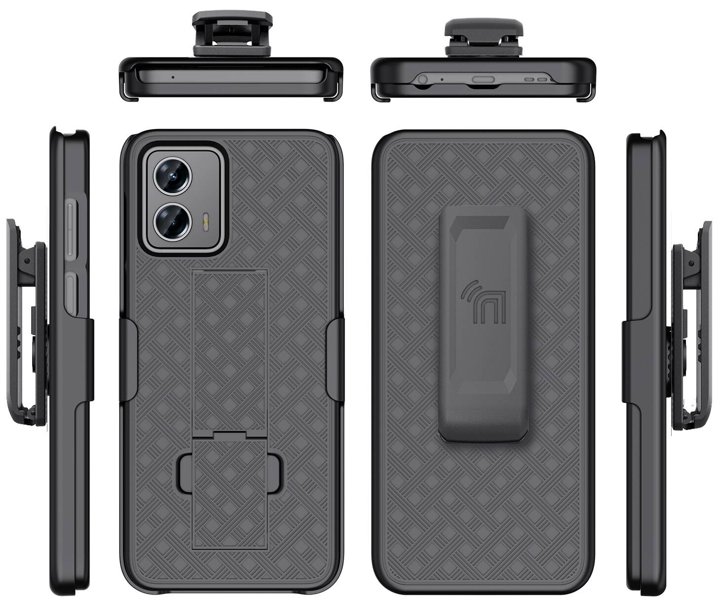 Alt View 7. Nakedcellphone - Case with Stand and Belt Clip Holster for Motorola Moto G 5G (2023) - Black.