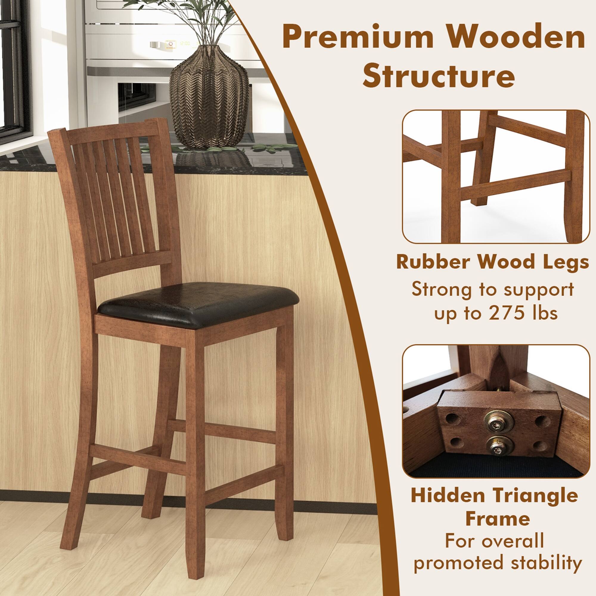 Premium Wooden Structure with Rubber Wood Legs, strong to support up to 275 lbs, and a Hidden Triangle Frame for overall promoted stability.