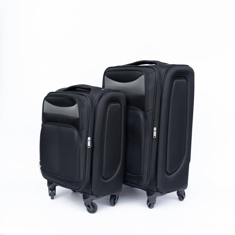 Left. BreeBe - (20+24) Two-piece suitcase suitcase set Oxford trolley case without password lock universal wheel - Black.
