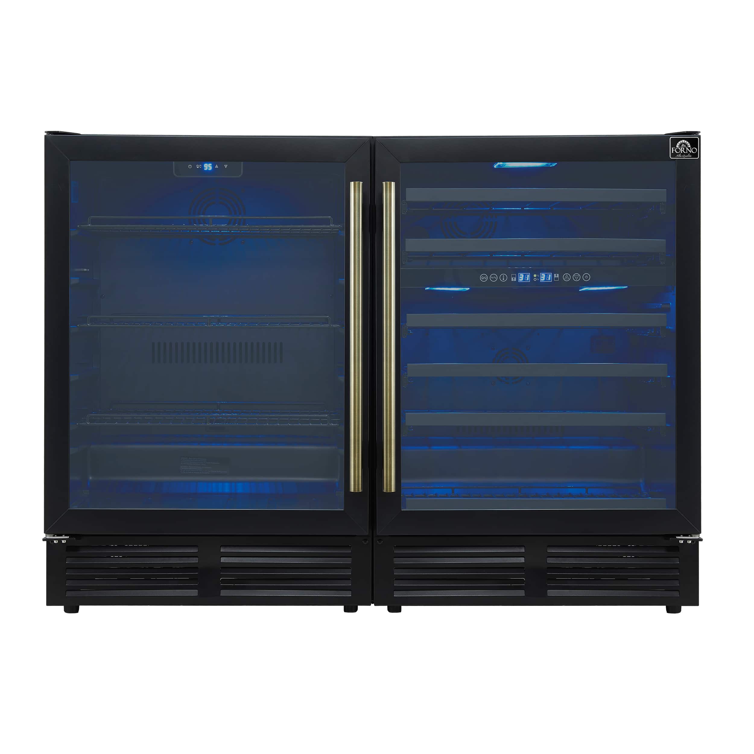 Front. Forno Appliances - Gemello 52-Bottle Side-by-Side Wine and Beverage Cooler - Black.