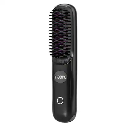 Front. Cluzine - Cordless Hair Straightener Brush, 200°C, Ceramic Glaze, Anti-Scald, Low Power for Dorms.