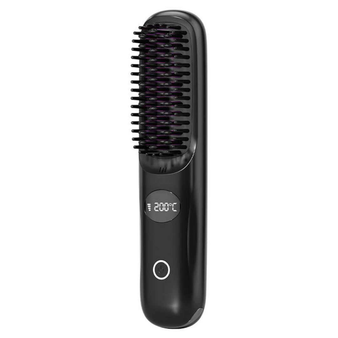 Front. Cluzine - Cordless Hair Straightener Brush, 200°C, Ceramic Glaze, Anti-Scald, Low Power for Dorms.