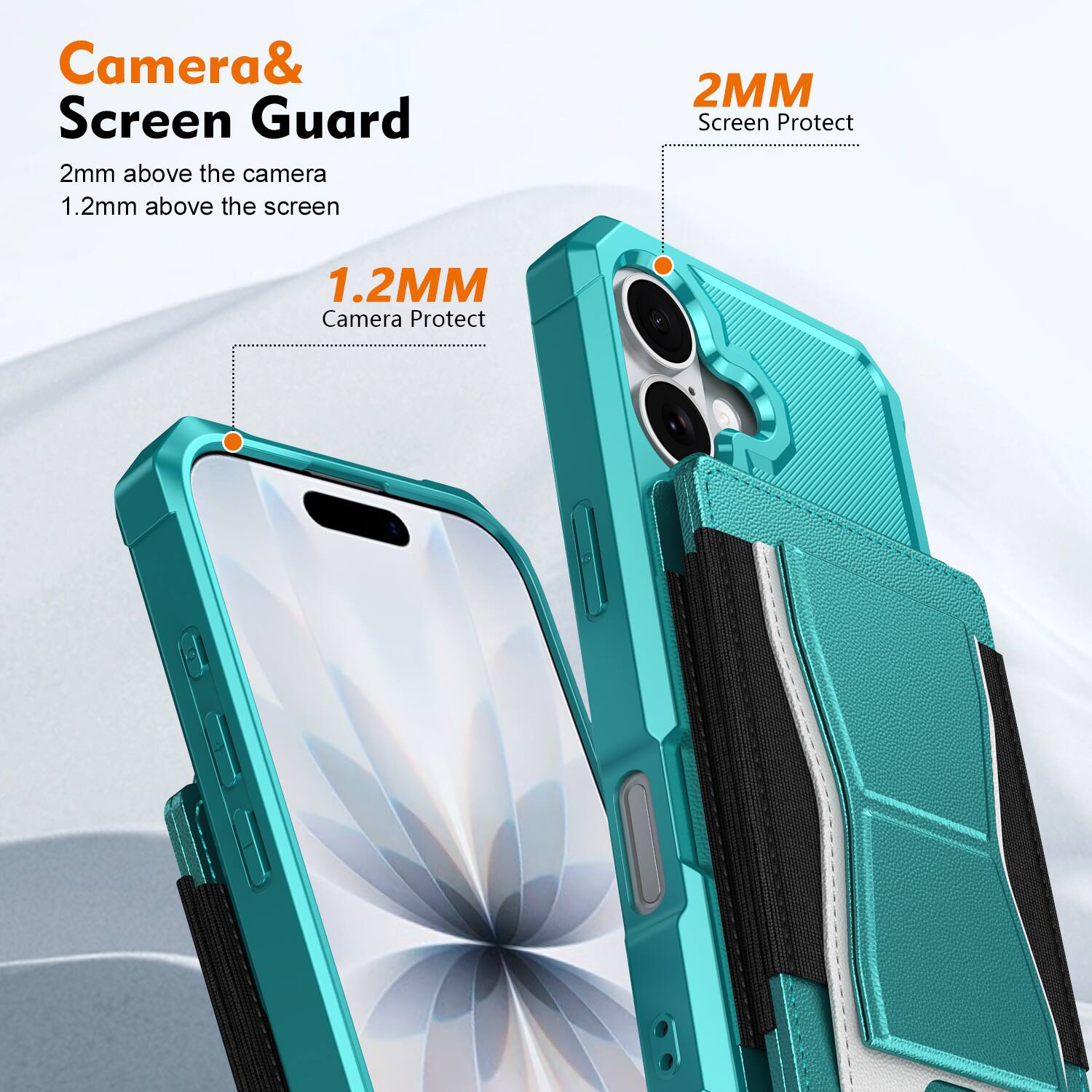 Camera & Screen Guard  
2mm above the camera  
1.2mm above the screen  

1.2MM Camera Protect  
2MM Screen Protect