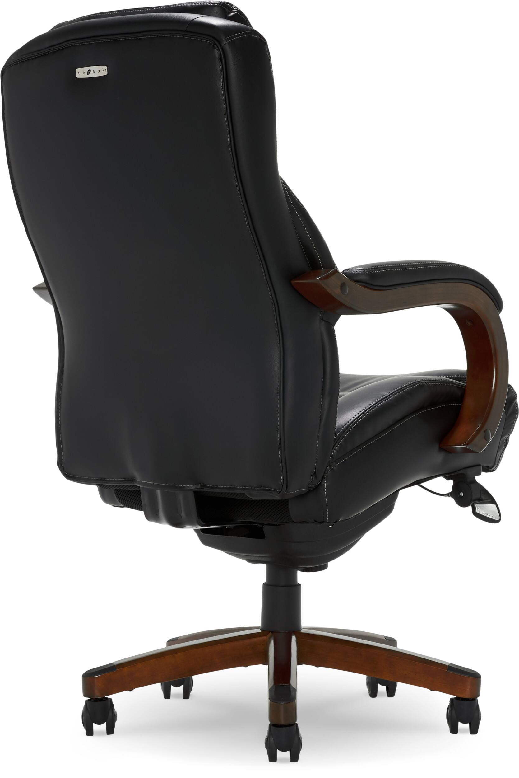 Alt View 19. La-Z-Boy - Big & Tall Executive Office Chair with Lumbar Support Leather Ergonomic Reclining Office Chair with Padded Arms - Jet Black/Mahogany.