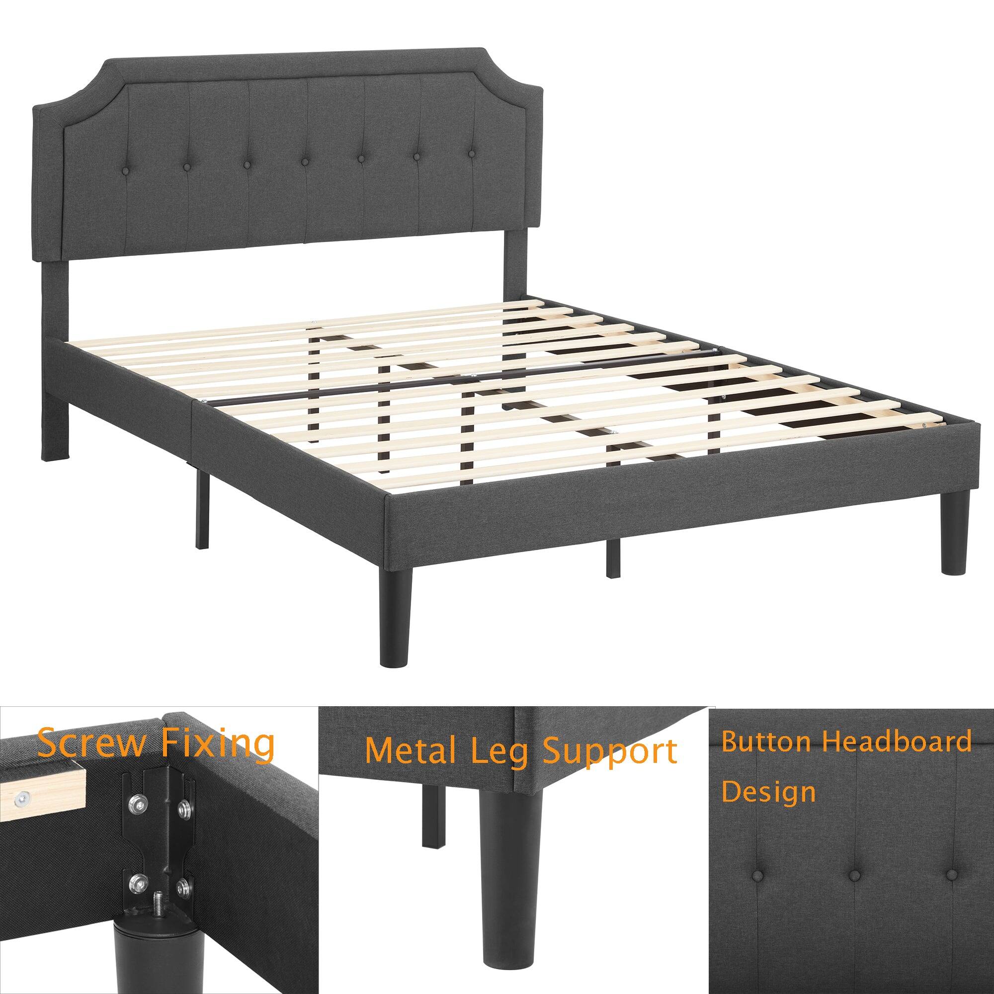Screw Fixing  
Metal Leg Support  
Button Headboard Design