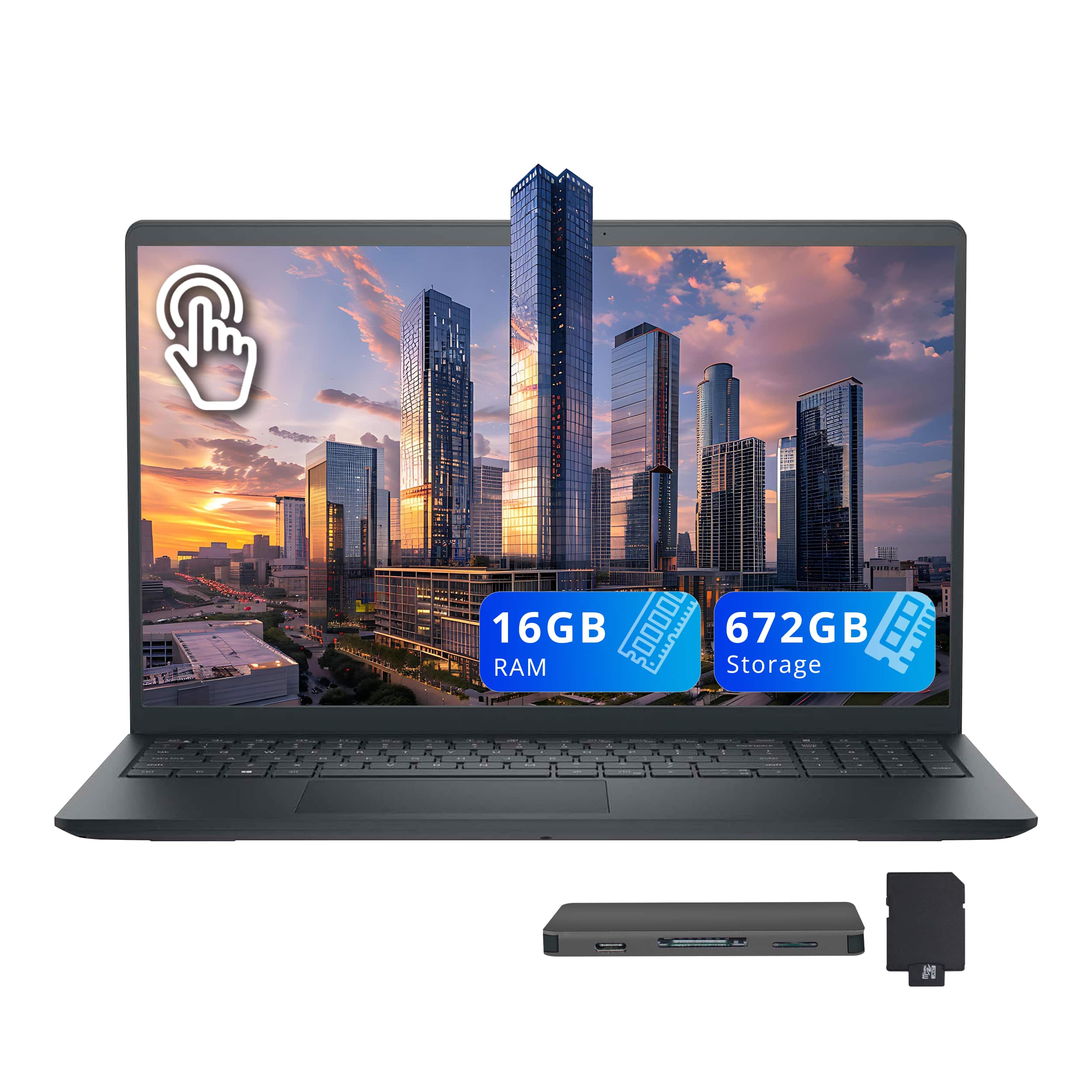 Dell - Inspiron 15.6" FHD Touchscreen Laptop,Intel i5-1334U,16GB RAM,512GB SSD+160GB Docking Station Set,Windows 11 - Black