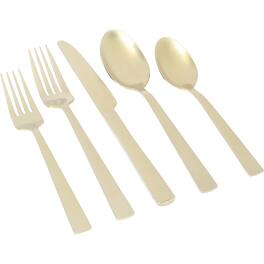 Gibson - Elite Earlston 20 Piece Stainless Steel Flatware Set - Champagne Gold