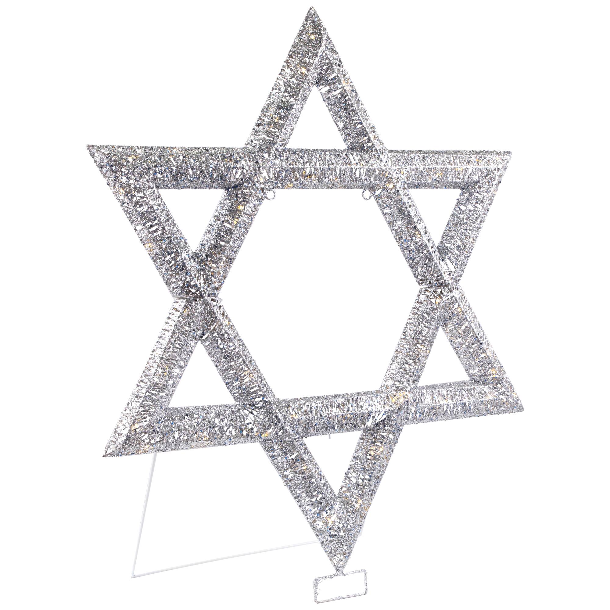 Alt View 3. Northlight - LED Lighted Sequined Star of David Hanukkah Outdoor Decoration - 36" - Silver.