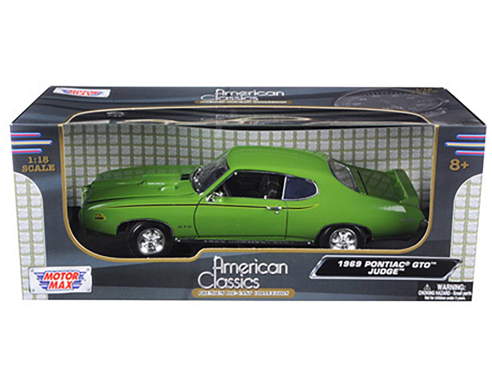 American Classics 1:18 SCALE 8+ MOTOR MAX American Classics ALNON VILAZ NEANDS 1969 PONTIAC GTO JUDGE WARNING: CHOKING HAZARD