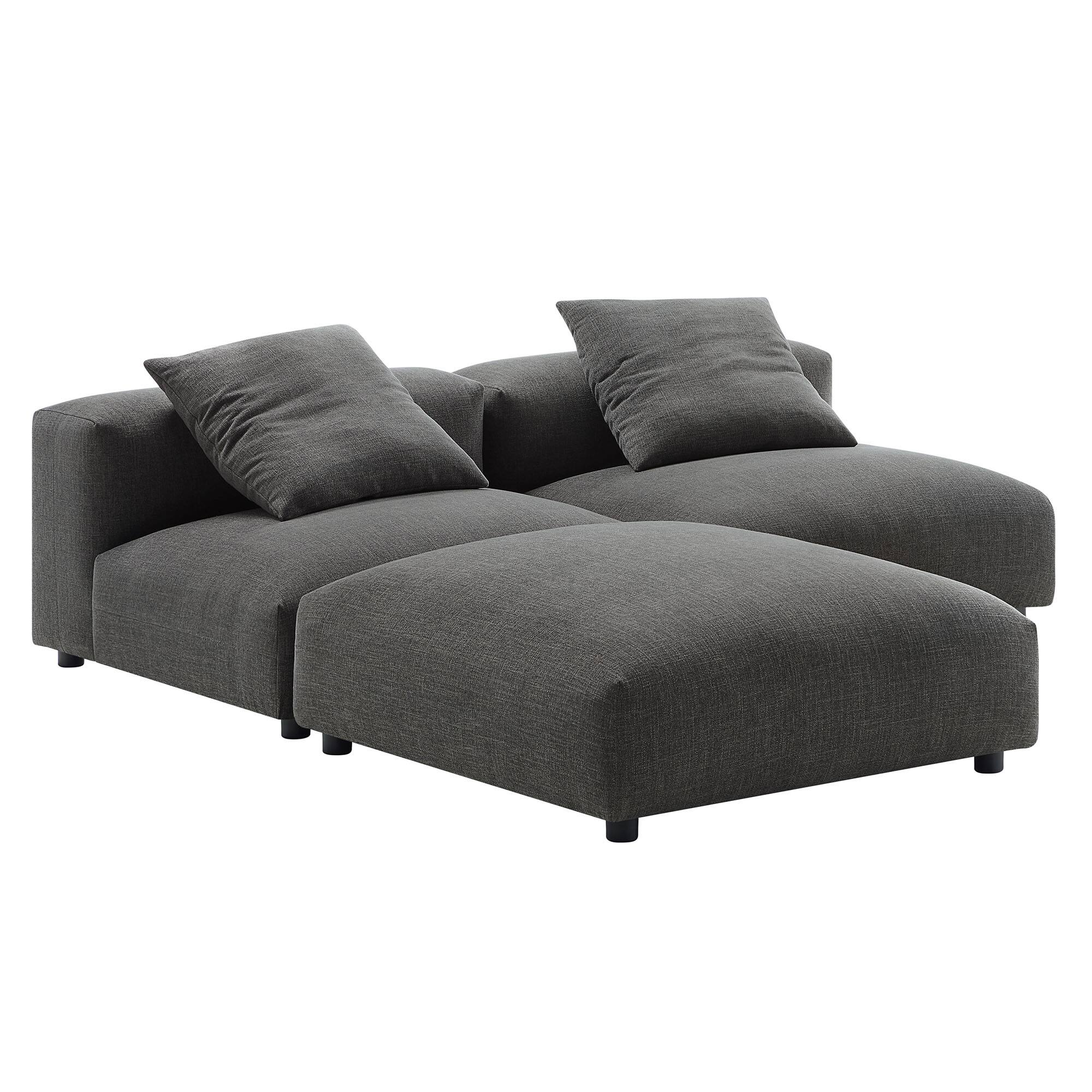 Alt View 2. Modway - Solace 3-Piece Modular Upholstered Fabric Sectional Sofa by Modway - Gray.